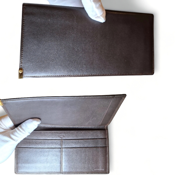 Loewe Slim Long Wallet Brown Leather Checkbook - Picture 1 of 1
